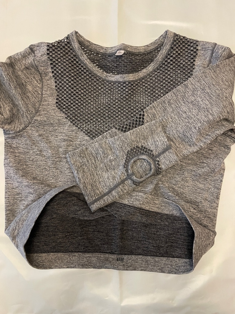 Gray Long Sleeve Mesh Pullover - Picture 9 of 9